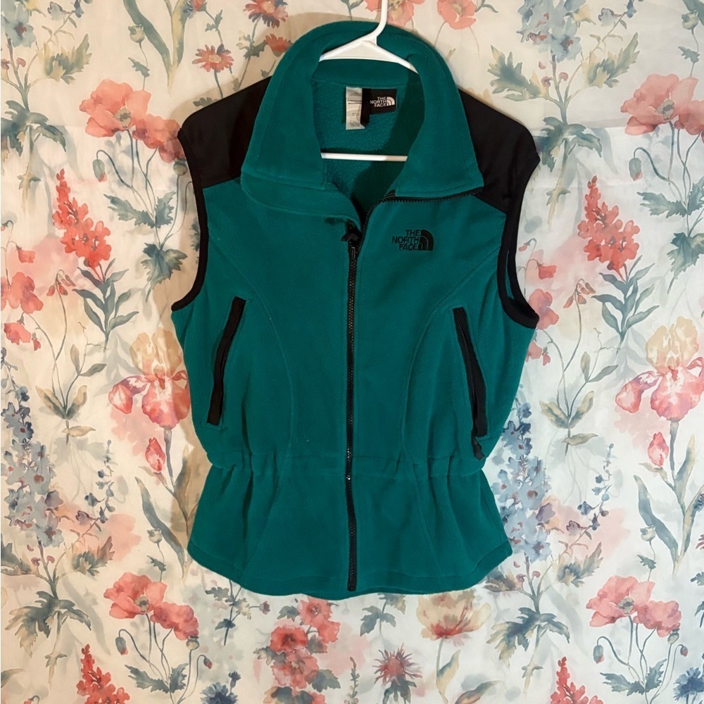 Vintage The North Face Women's Turquoise and Black Vest